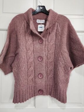 Anthropologie Dusty Rose Knit Oversize Button Cardigan By Self Contrast